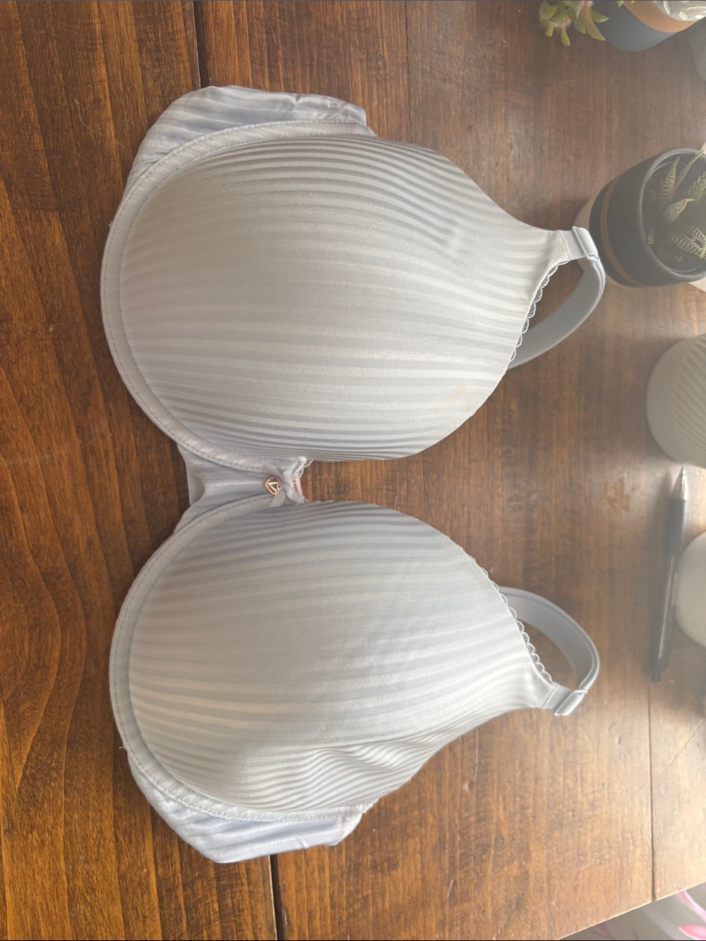 Light blue Padded T-Shirt Bra with Subtle Stripe Detail